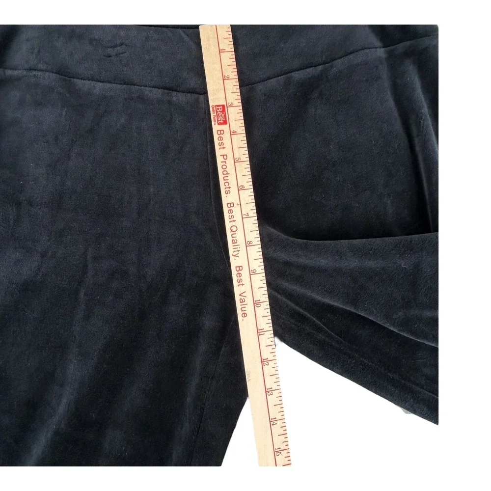 Soma Black Velour Lounge Pants Womens Large Straight Leg‎ Elastic Waist Casual